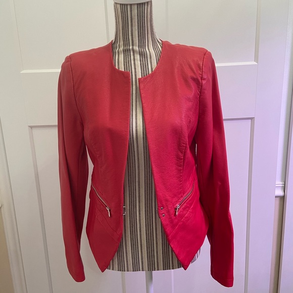 Black Rivet Beautiful Red Faux Leather Jacket. - Picture 2 of 9